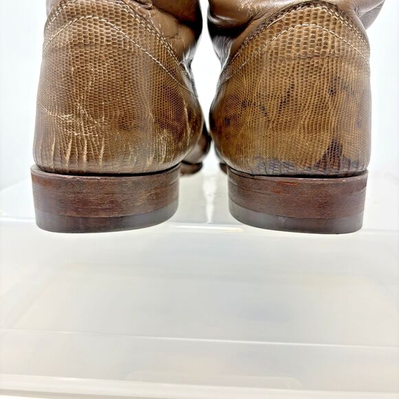 Justin Mens Size 8.5E Tan Exotic Lizard Cowboy Boots Style # 3137 Made in USA - Picture 9 of 16